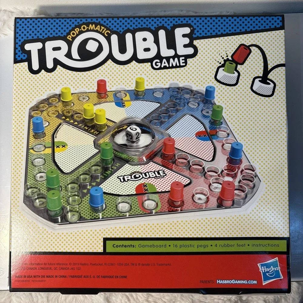 Trouble Pop-O-Matic Board Game  Kids Ages 5 & Up 2-4 Players New In Box
